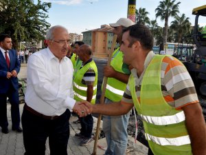 Başkan Kocamaz, Anamur’da asfalt çalışmalarını inceledi